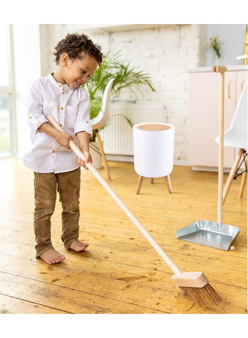 7 Liter Trash Bin with Press Top Lid and Push Button Pop Up Cover, Nordic Modern Round Plastic Garbage Can with Wooden Legs, Odor Control and Pet Proof Waste Basket, Small Size Space Saving Trash Can Made from Durable Premium Plastic, Water Resistant Easy to Clean Design for Kitchen Bathroom Bedroom Living Room Office Kids Room Apartment Studio Home and Modern Interior Décor, White Color - Image 4